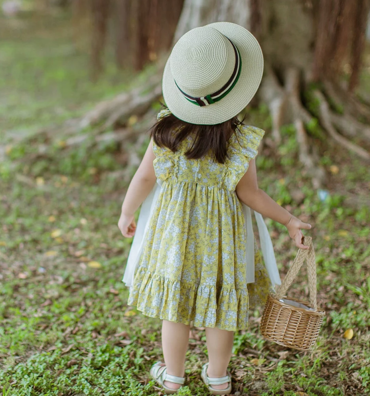 カゴバッグ 編み紐取っ手付きレース装飾籐編みカゴバッグ