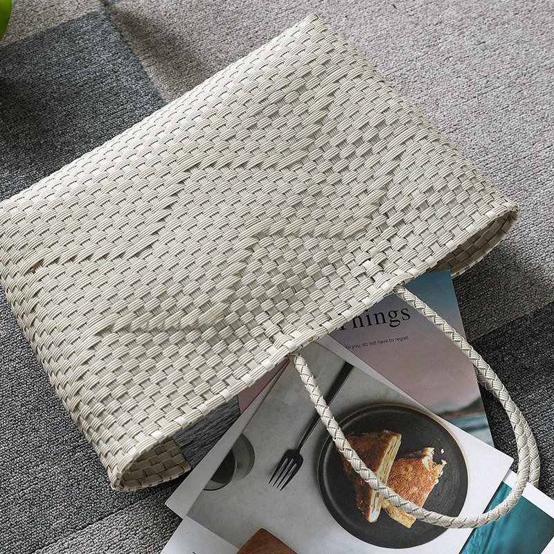 カゴバッグ シンプル編み込み大容量カゴバッグ