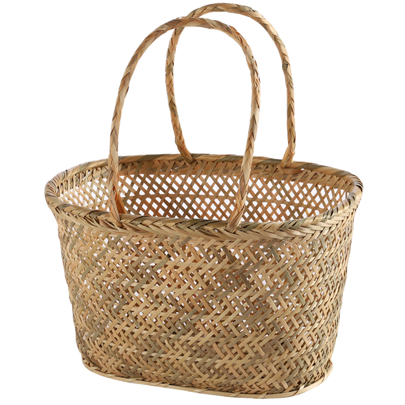 カゴバッグ 天然素材編み込み買い物かご手提げ鞄
