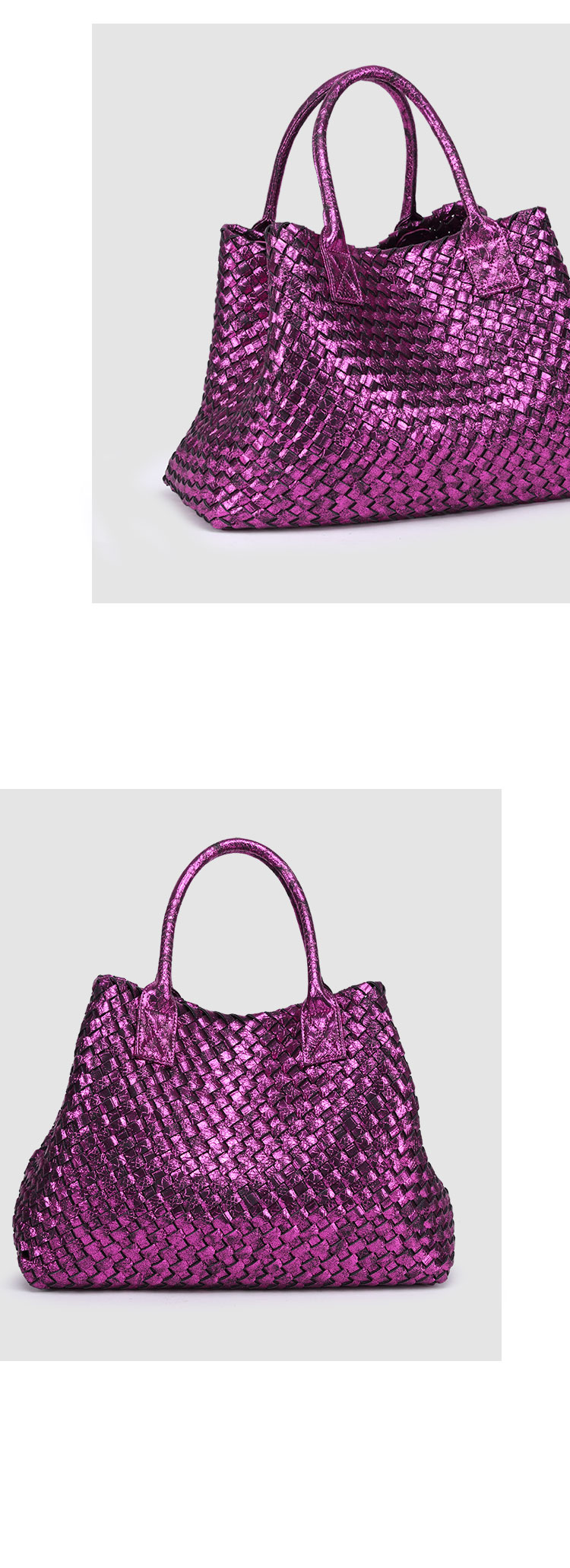 カゴバッグ 光沢編み込み大容量カゴバッグ