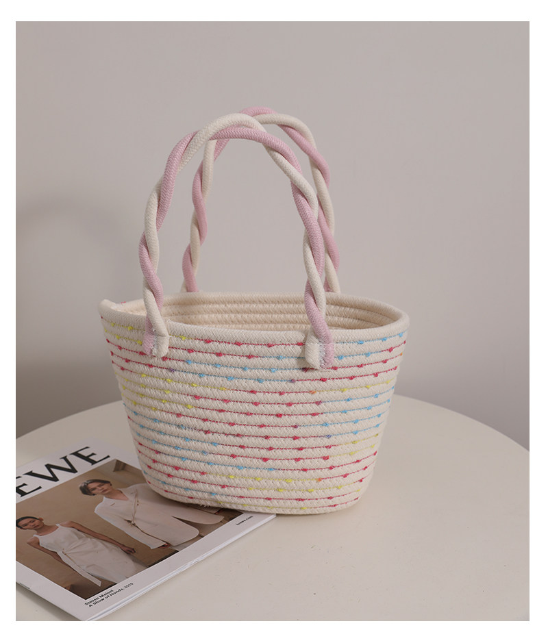 カゴバッグ コットンロープ編み込み丸底トート