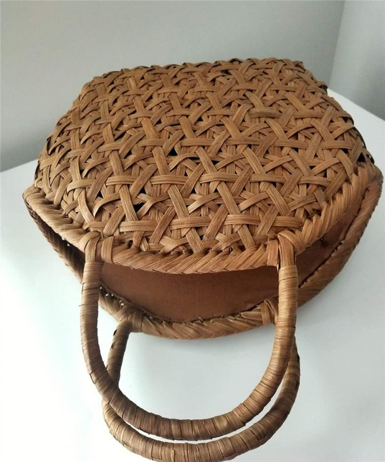 カゴバッグ 手編み六つ目編みラタンハンドバッグ