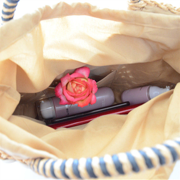 カゴバッグ 貝殻飾り付き丸型持ち手のタッセル装飾かごバッグ