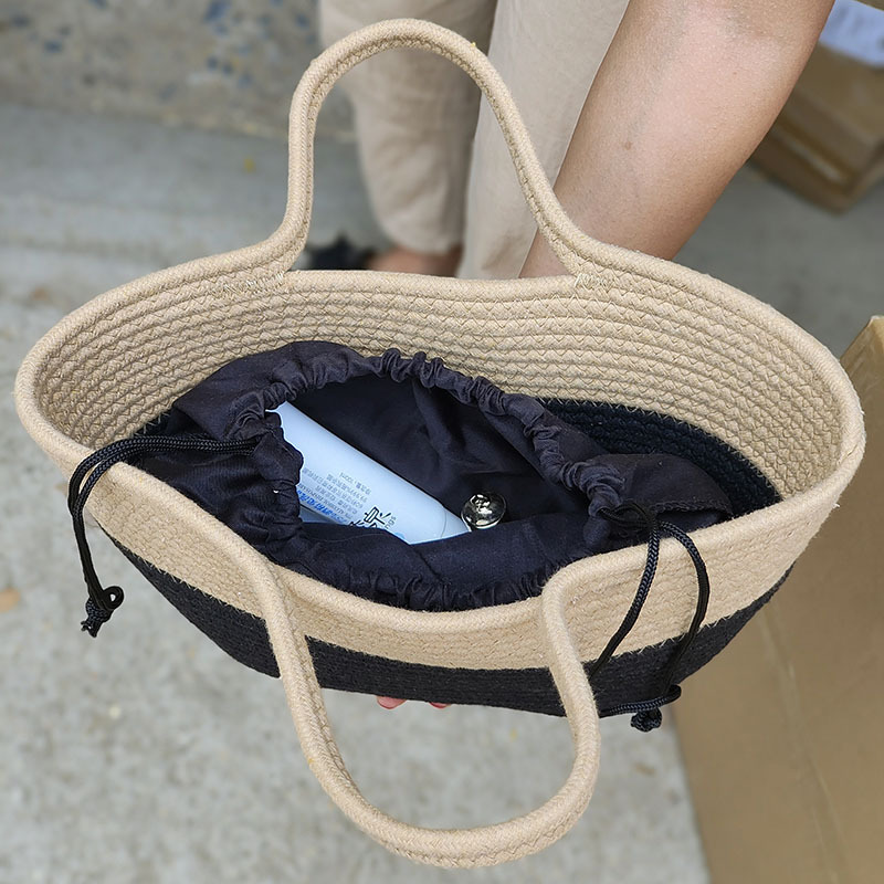 カゴバッグ バイカラー編み込みマルシェ