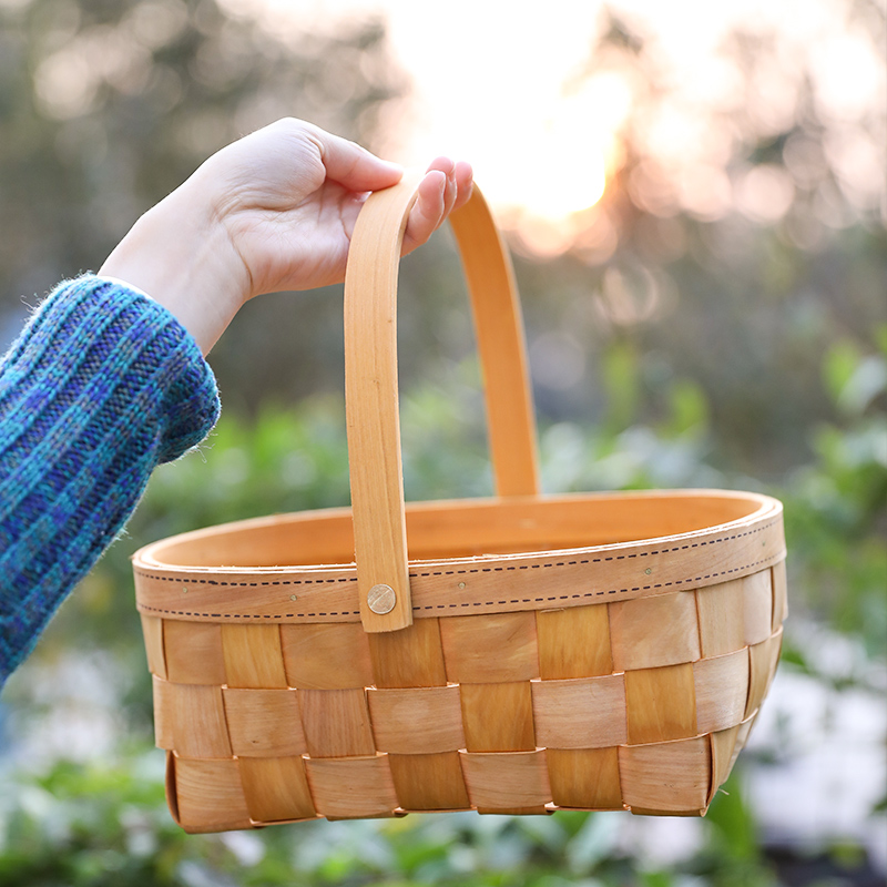 カゴバッグ 天然素材編み込みハンドバッグ型収納かご