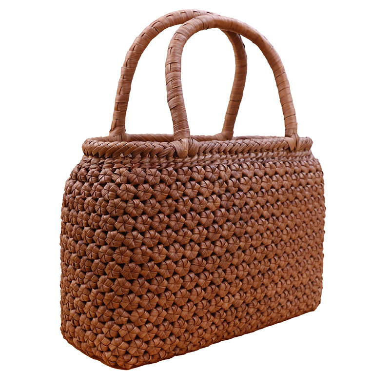天然素材の編み込みハンドバッグ型カゴバッグ