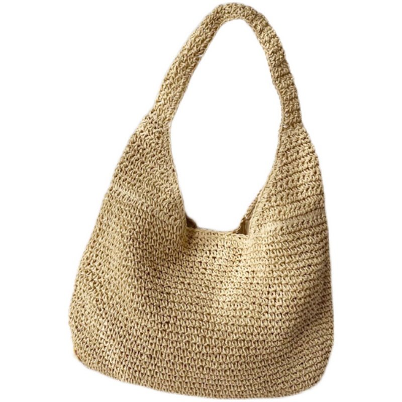 カゴバッグ ナチュラル編み込みワンショルダートート