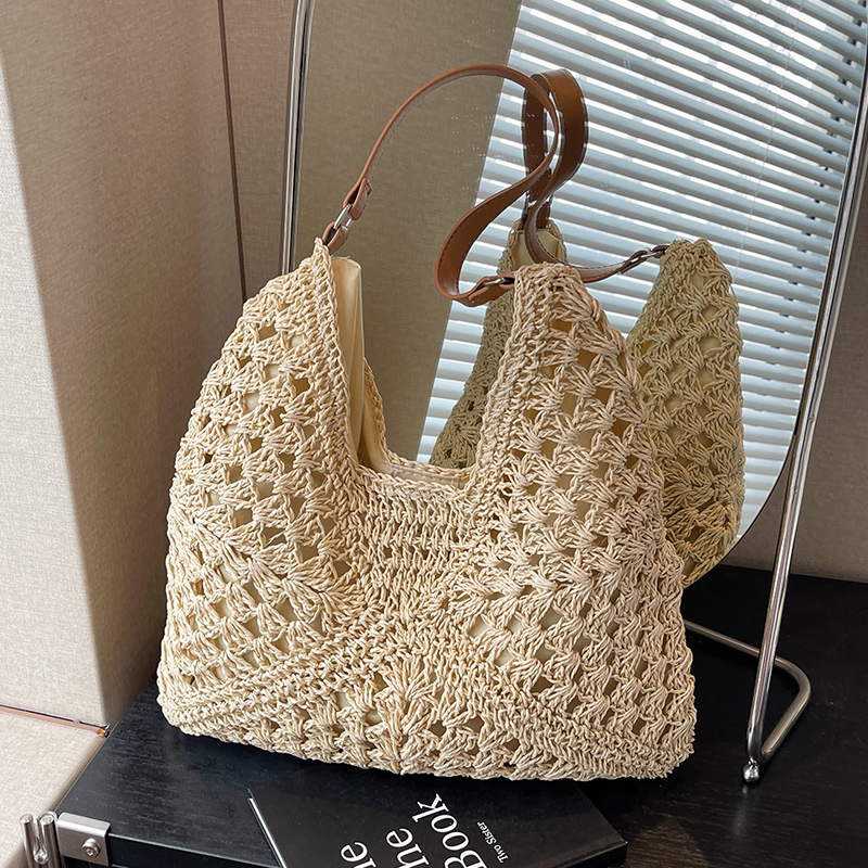 カゴバッグ 透かし編みナチュラルカゴトート