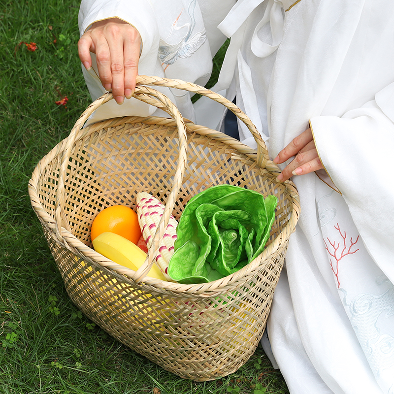 カゴバッグ 天然素材編み込み買い物かご手提げ鞄