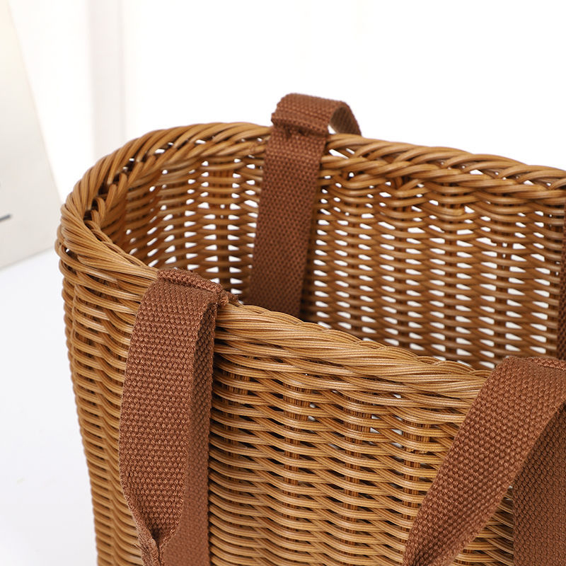 カゴバッグ 天然素材編み込み親子セットハンドバッグ