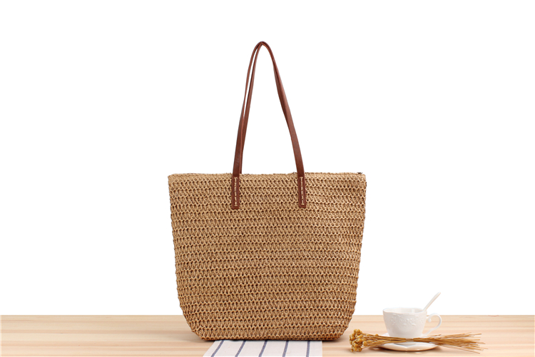 カゴバッグ 天然素材編み込み大容量トートバッグ