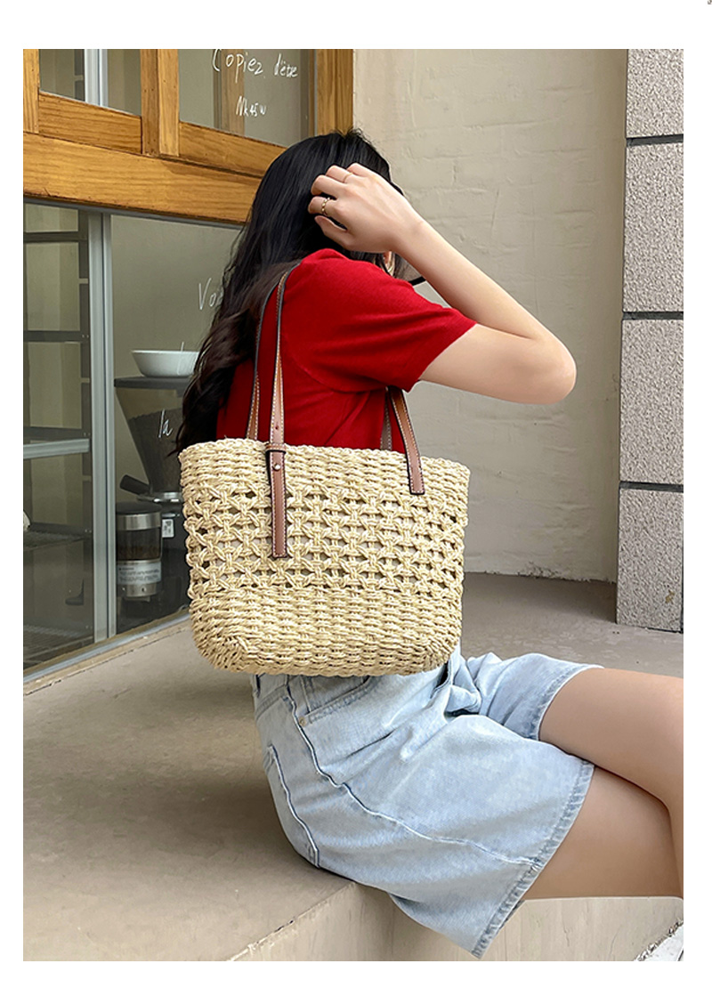 カゴバッグ 手編みナチュラルペーパーカゴトート