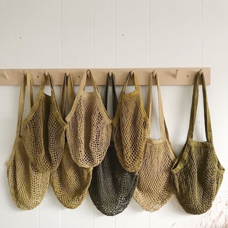 網目編みメッシュショルダーカゴバッグ