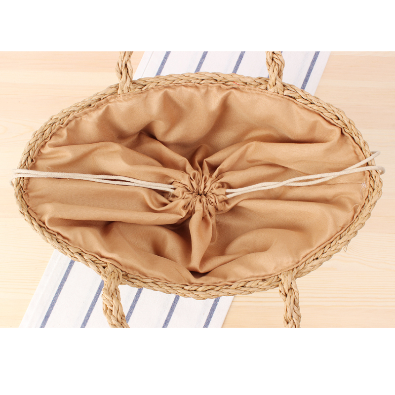 カゴバッグ 天然草編み二段編みショルダーかごバッグ