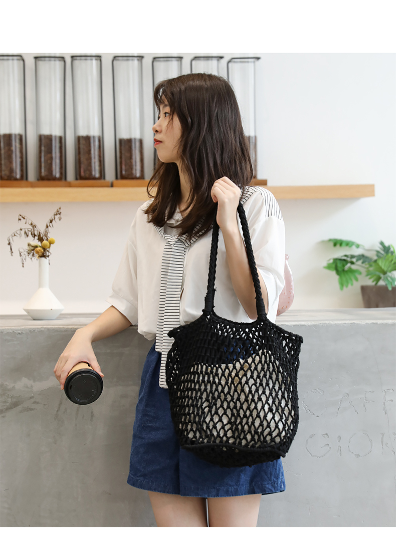 カゴバッグ 透かし編み夏のお出かけメッシュトート
