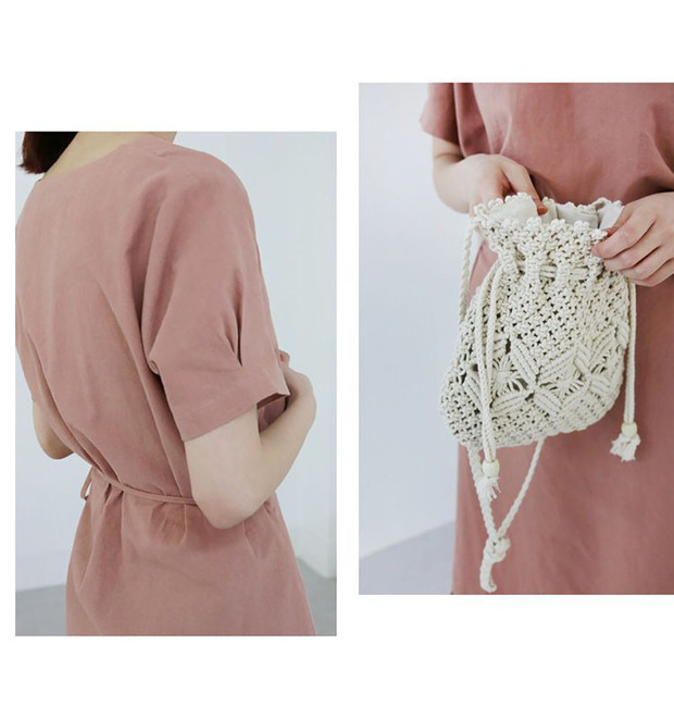 カゴバッグ 手編み風マクラメ編みカゴバッグ