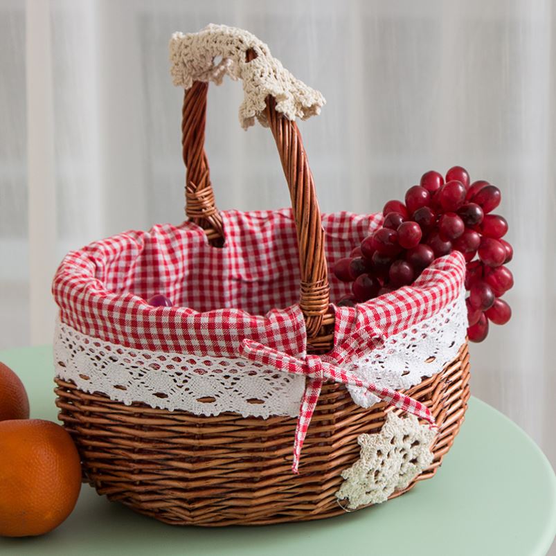 カゴバッグ 天然素材編み込み持ち手付きカゴバッグ