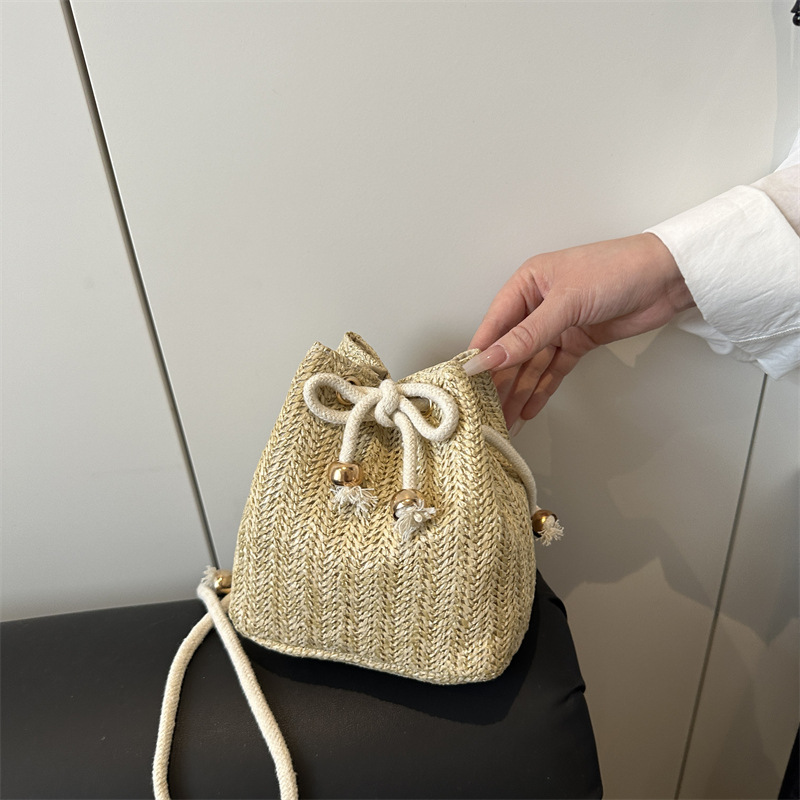 カゴバッグ リボン結び巾着カゴバッグ