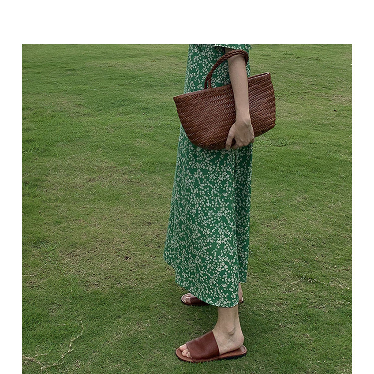 カゴバッグ ヘリンボーン編み丸型カゴバッグトート