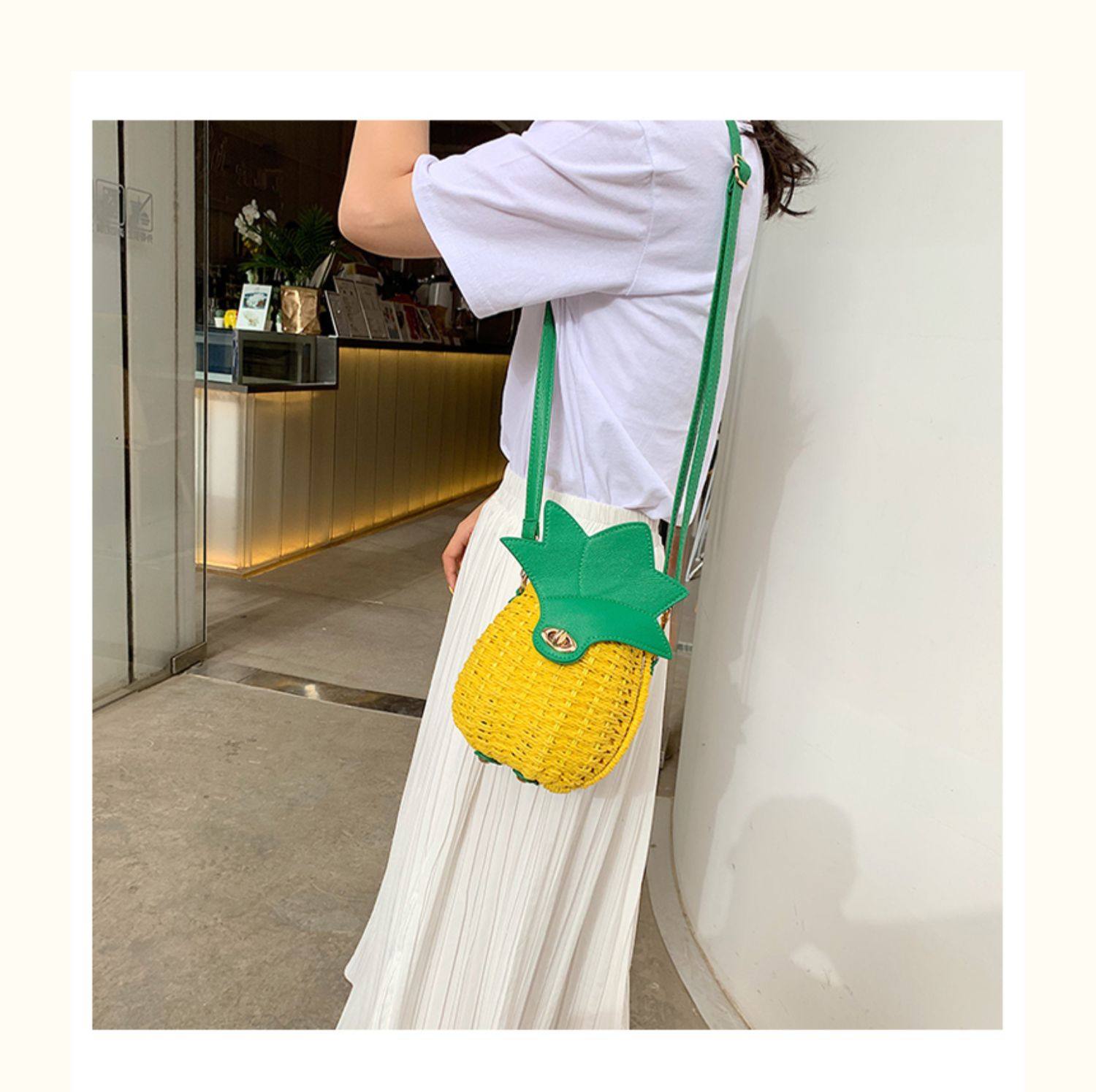カゴバッグ パイナップル型立体デザインカゴバッグ