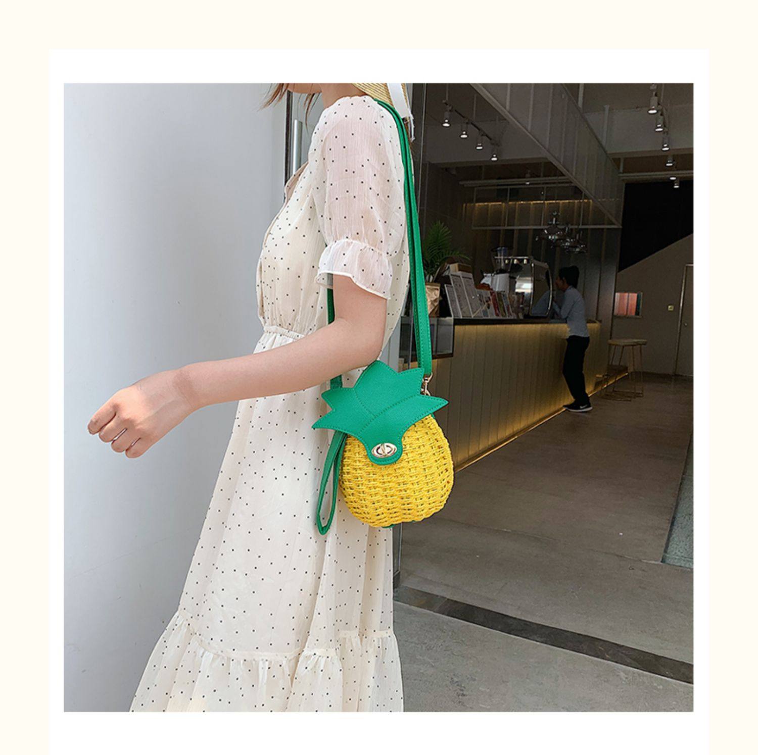 カゴバッグ パイナップル型立体デザインカゴバッグ