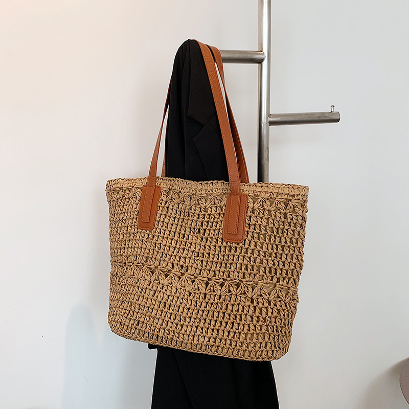 カゴバッグ 手編み風編み込み模様の大容量カゴトートバッグ