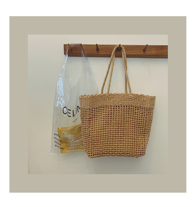 カゴバッグ 透かし編みが涼しげな手編み風トート型バッグ