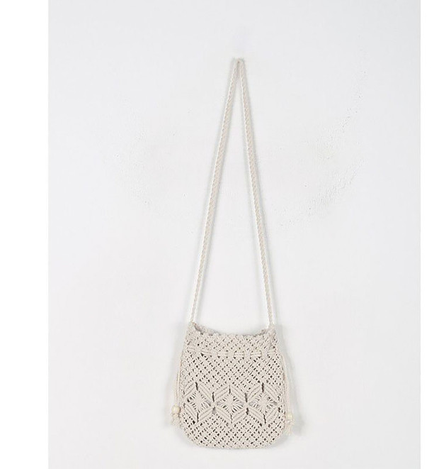 カゴバッグ 手編み風マクラメ編みカゴバッグ