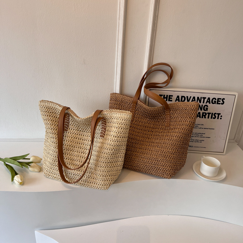 手編み風ざっくり編みトート型カゴバッグ