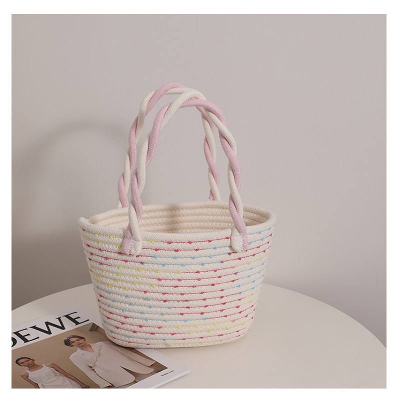 カゴバッグ コットンロープ編み込み丸底トート