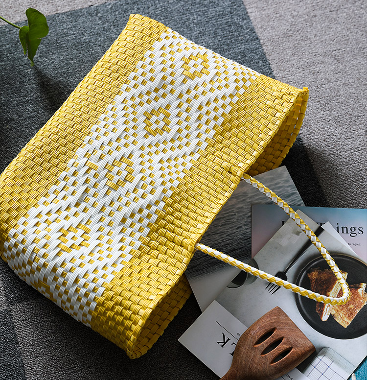 カゴバッグ シンプル編み込み大容量カゴバッグ