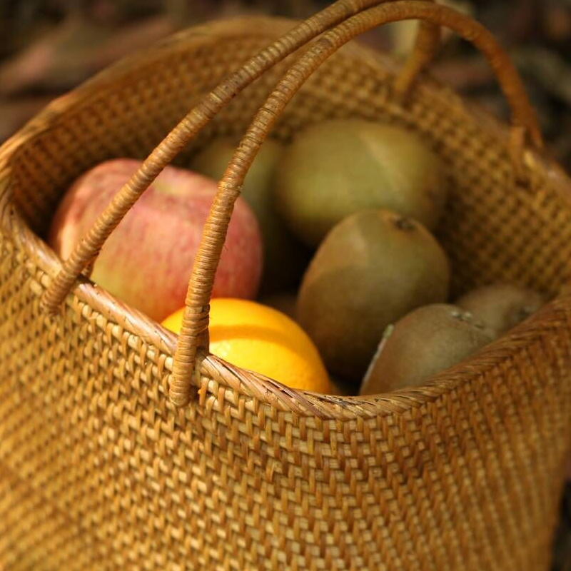 カゴバッグ 天然素材編み込み大容量トートバッグ