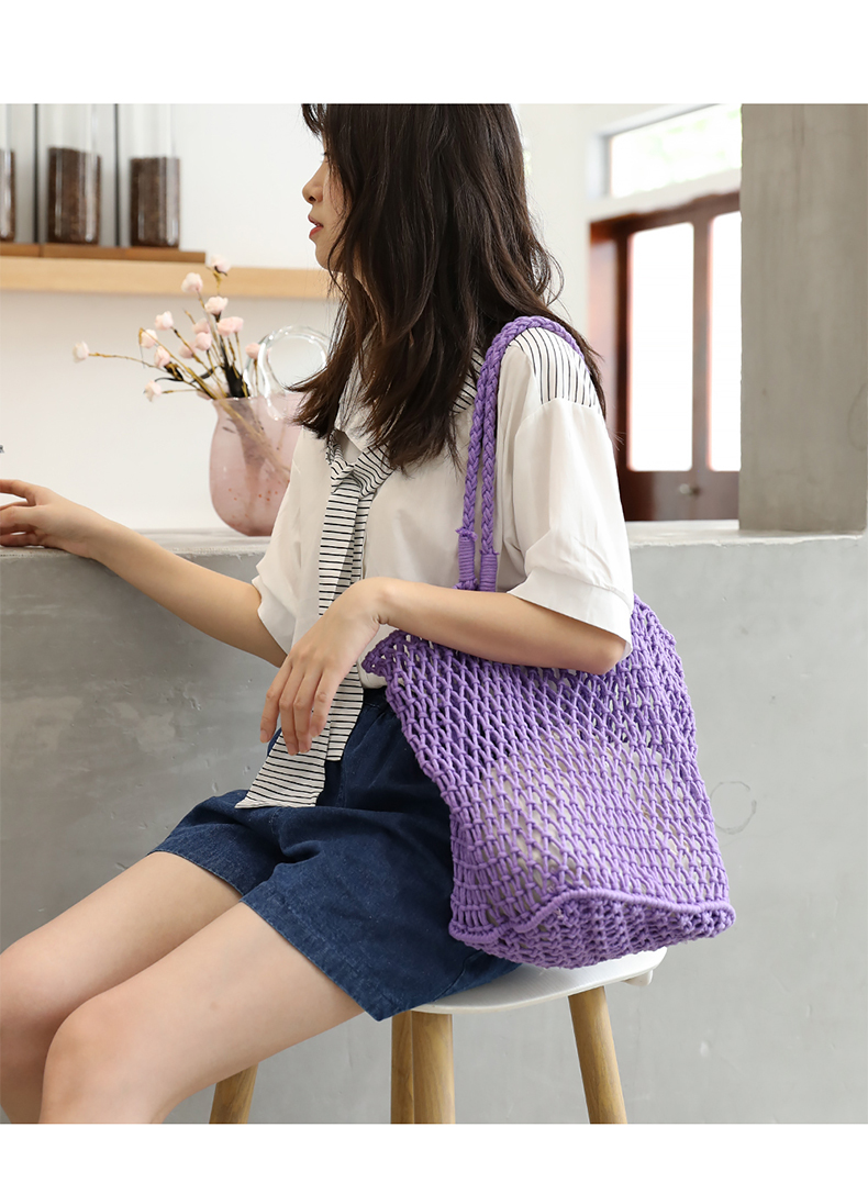 カゴバッグ 透かし編み夏のお出かけメッシュトート