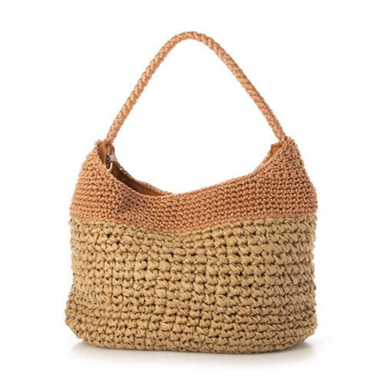 カゴバッグ 二色編み込みショルダー付きカゴバッグ