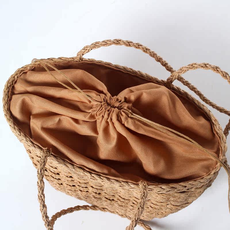 カゴバッグ 編み込み細工の台形ハンドバッグ型カゴバッグ