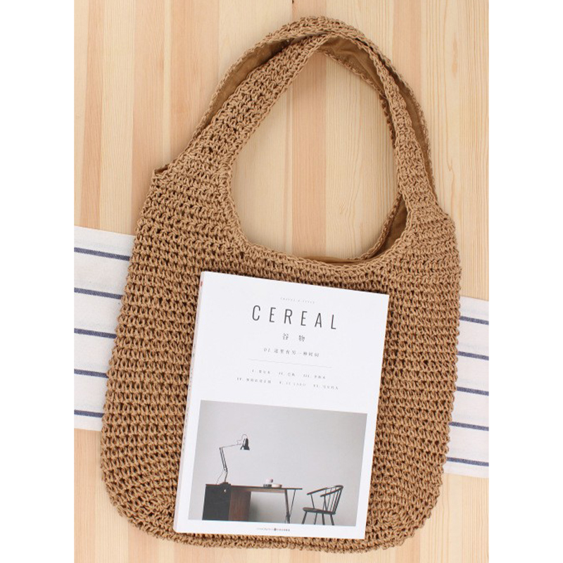 カゴバッグ 手編み風ざっくり網目の大容量ショルダーバッグ