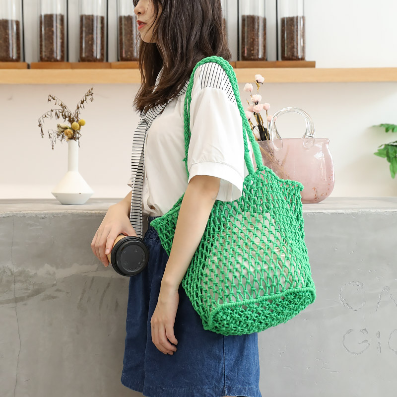 カゴバッグ 透かし編み夏のお出かけメッシュトート