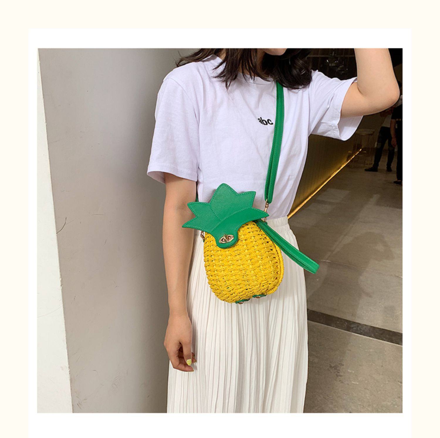 カゴバッグ パイナップル型立体デザインカゴバッグ