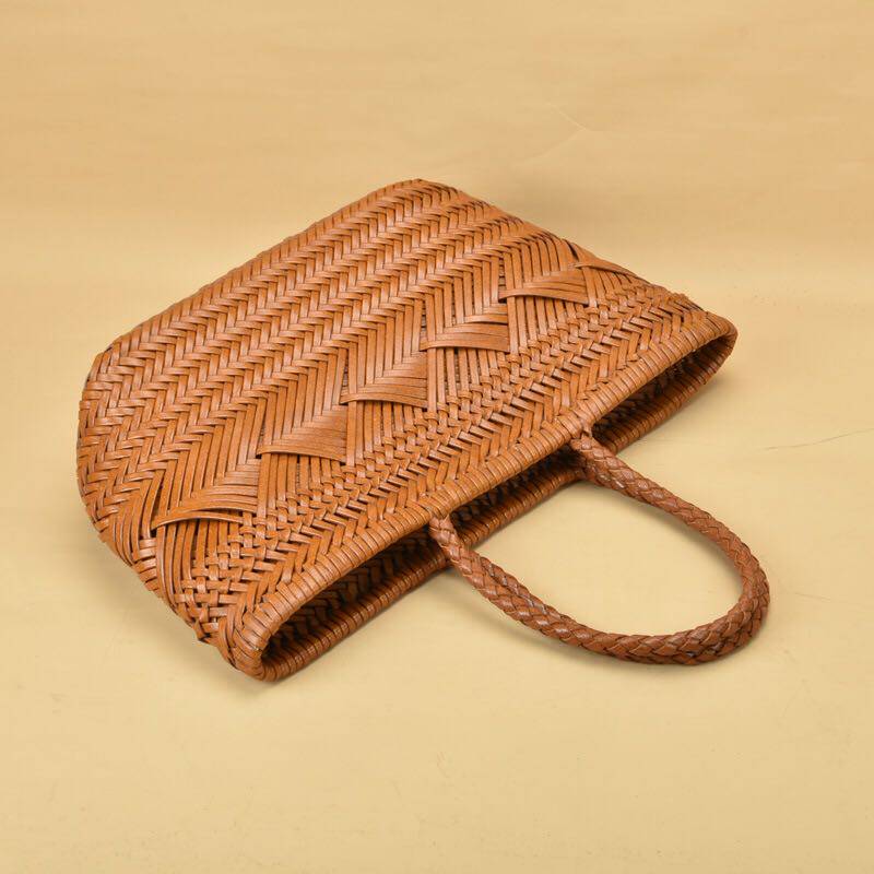 カゴバッグ 山形模様編み込み巾着付きトート型かごバッグ