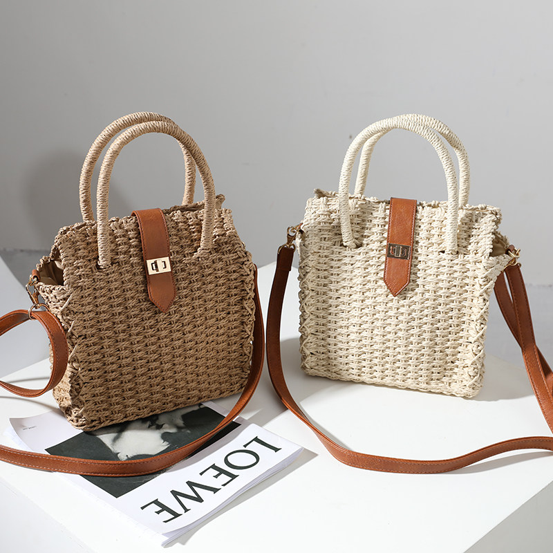 カゴバッグ 天然素材編み込み二way仕様カゴバッグ