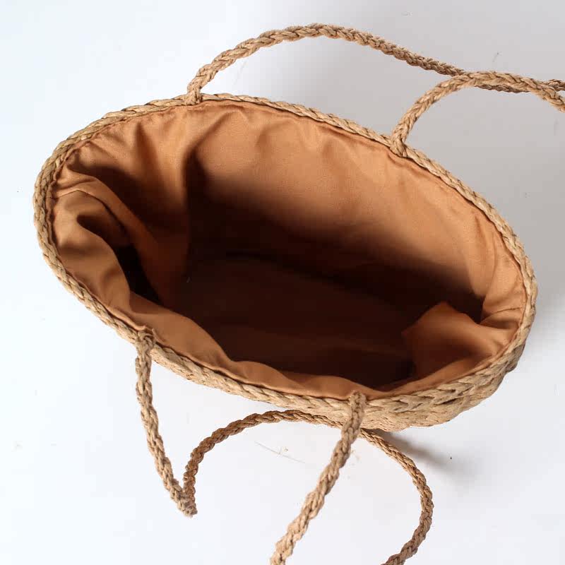 カゴバッグ 編み込み細工の台形ハンドバッグ型カゴバッグ