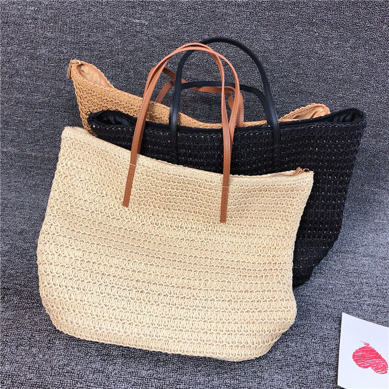 カゴバッグ 細編み仕上げの大容量トート型カゴバッグ