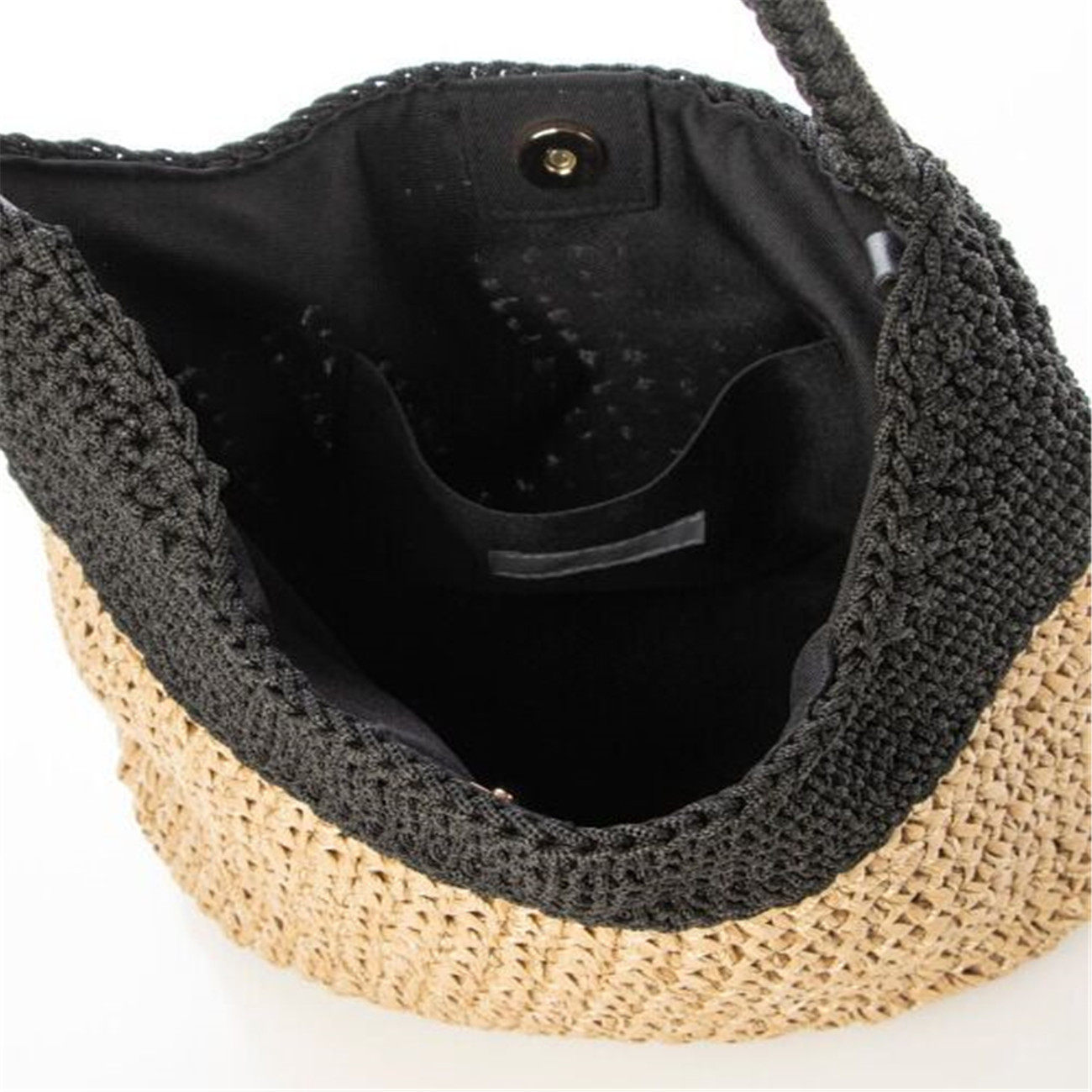 カゴバッグ 二色編み込みショルダー付きカゴバッグ