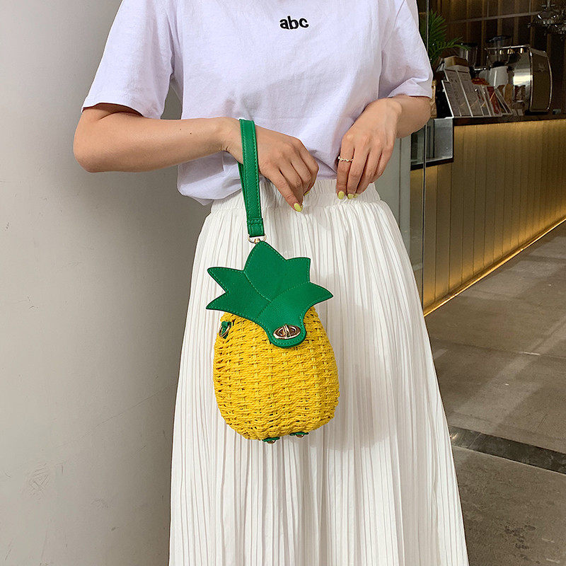 カゴバッグ パイナップル型立体デザインカゴバッグ