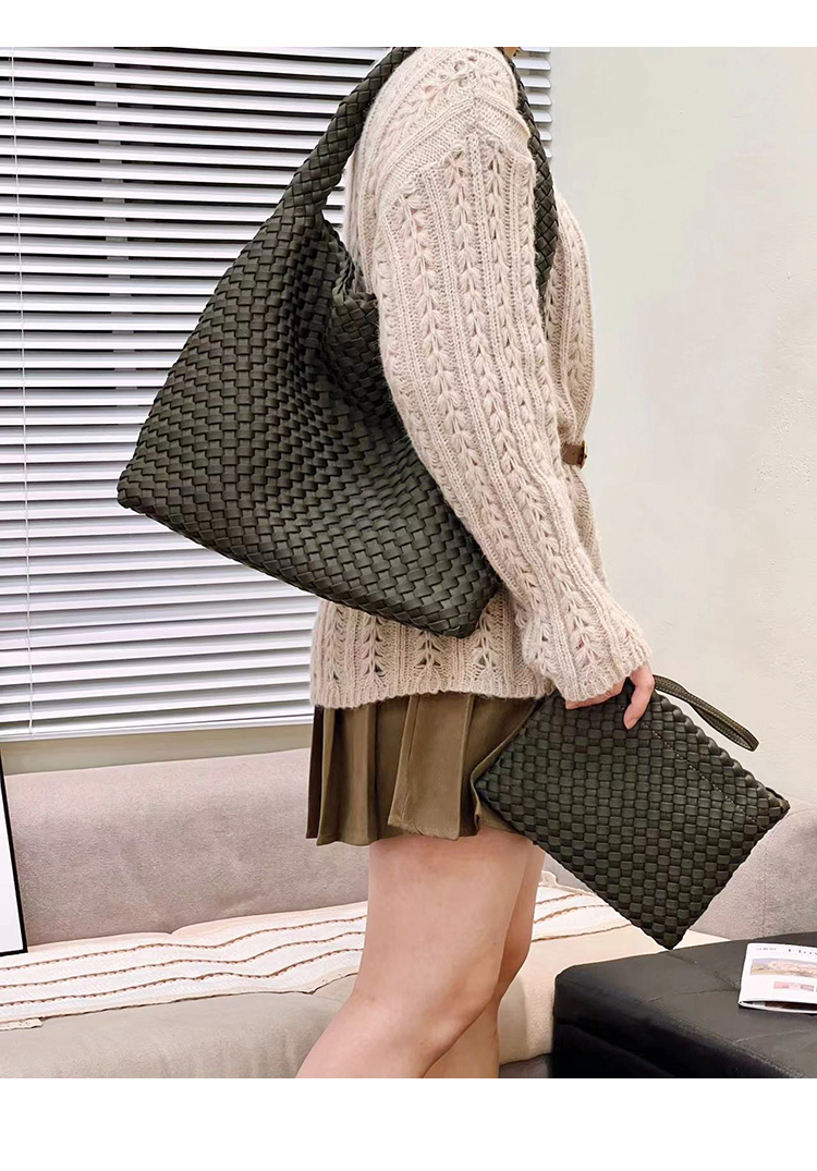 カゴバッグ 編み込みデザイン大容量ハンドル付きかごバッグ