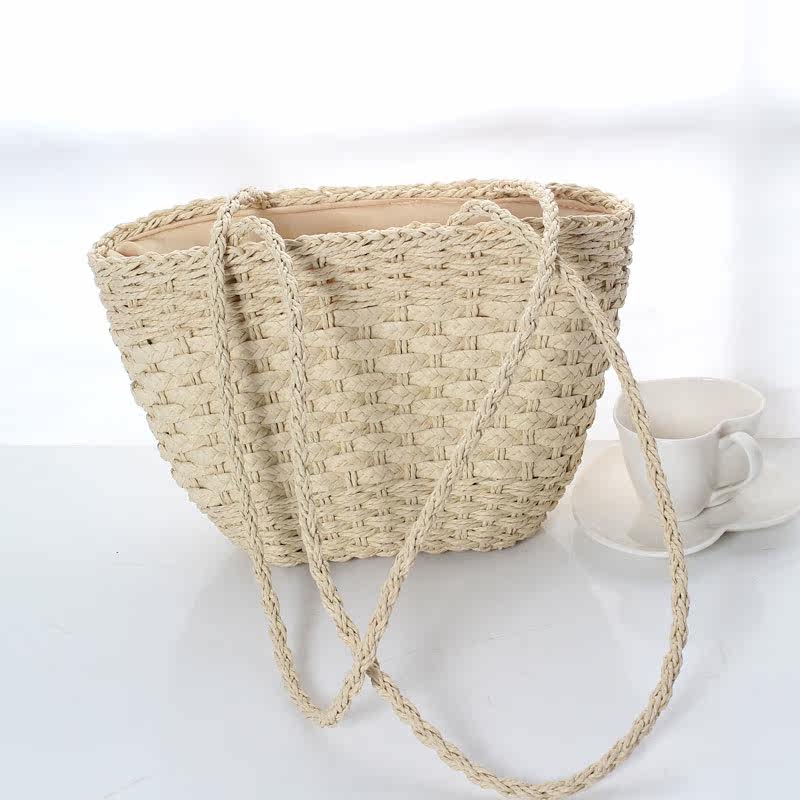 カゴバッグ 編み込み細工の台形ハンドバッグ型カゴバッグ