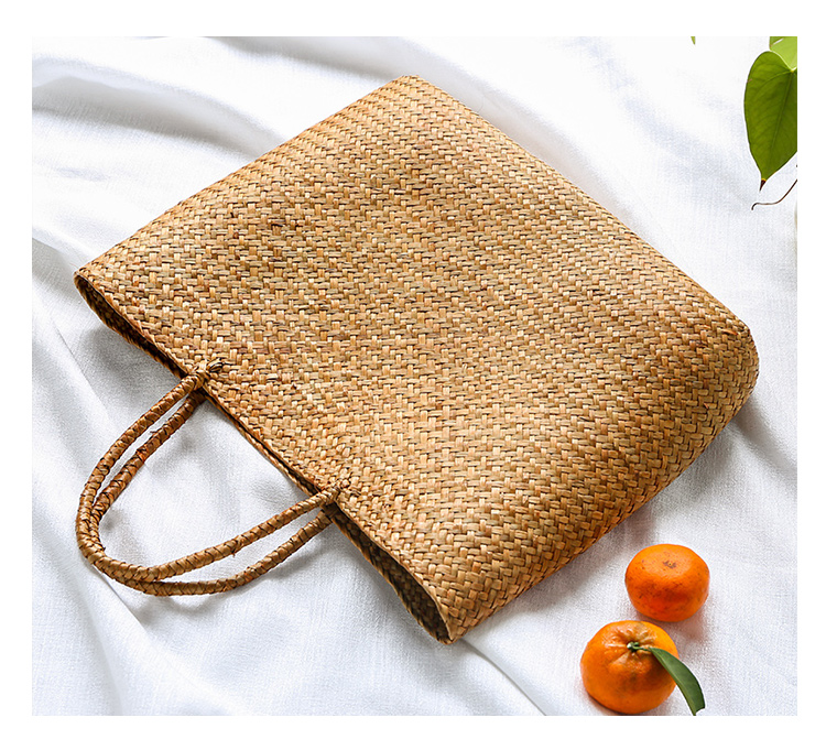 カゴバッグ 手編み風ヘリンボーン織りカゴバッグ