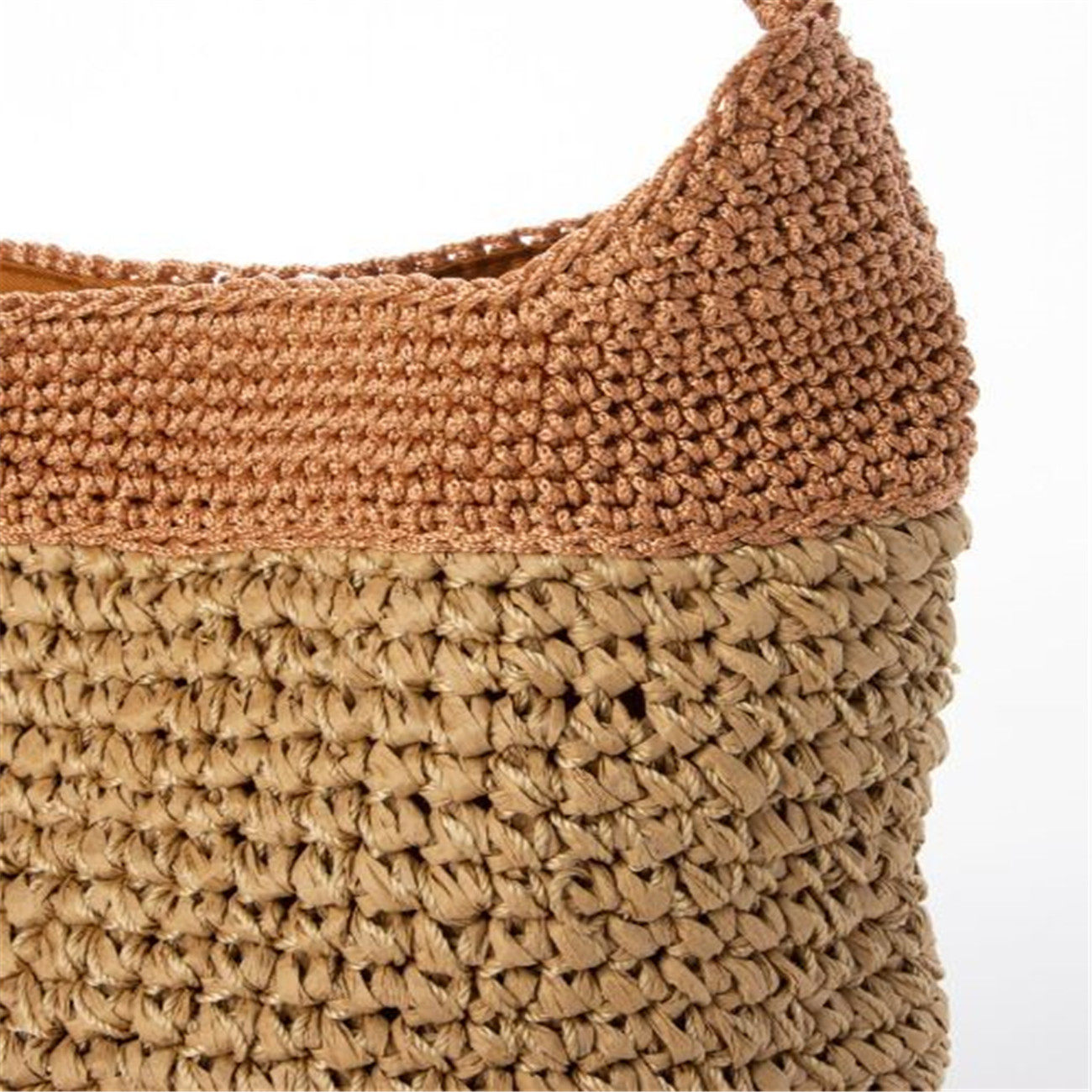 カゴバッグ 二色編み込みショルダー付きカゴバッグ