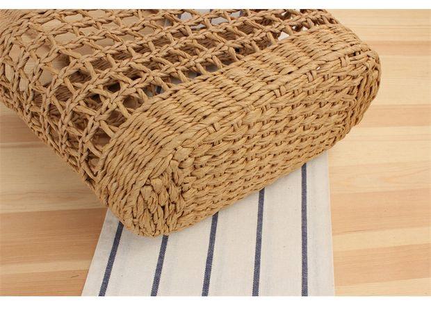 透かし編み縄取っ手のナチュラルカゴバッグ