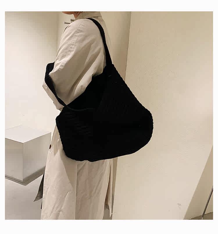 カゴバッグ リボンデザイン編み込みカゴバッグトート型